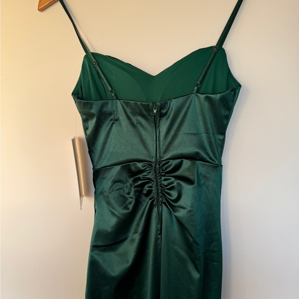 Emerald Green Satin Corset Maxi Dress with Side Slit – XS - Picture 8 of 13